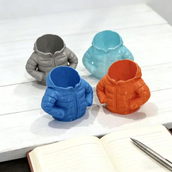 Down Jacket Pen Holder Desk Organizer Compact Storage Box for Pens Pencils Markers Creative Classroom Desk Accessory Student Gift