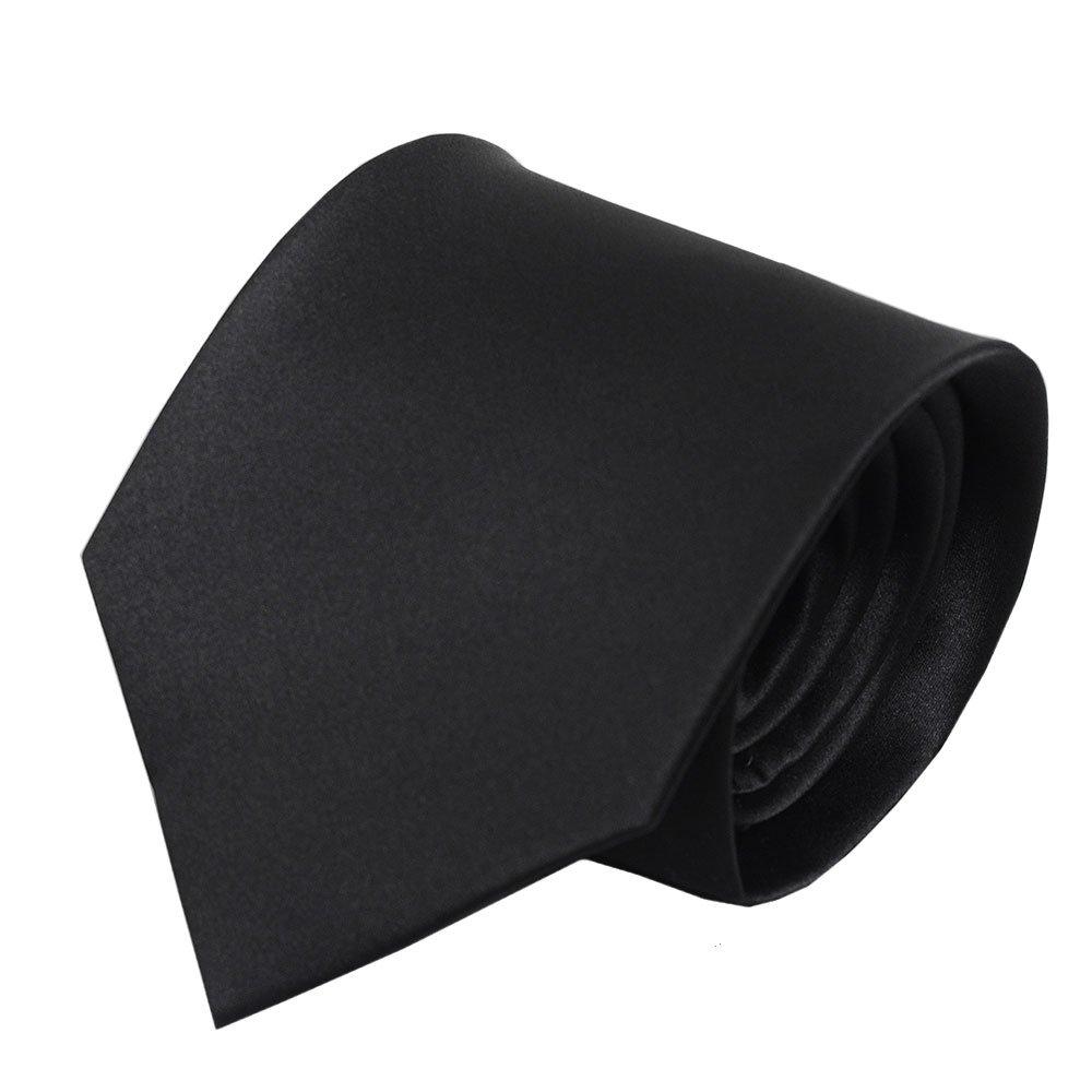 [Ojie] NecktieJacquard Tie NJ-756 - 100% Silk - Solid Black - Black Formal Wear - Formal Occasions - Weddings, Funerals, Memorial Services, Wakes