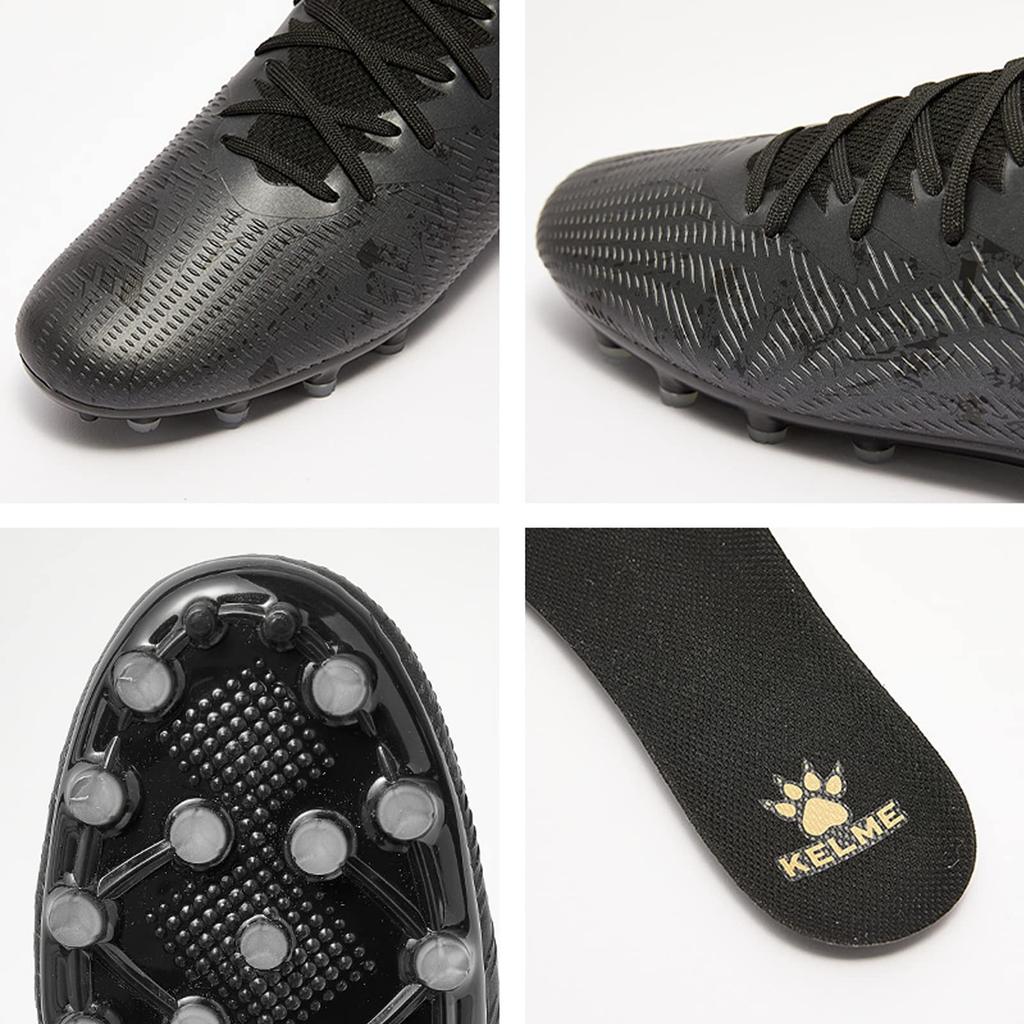 Kelme MG Men's Soccer Shoes, Training Shoes, Junior and Adult Soccer Cleats, Fashionable (Black, Size 24.5 cm)