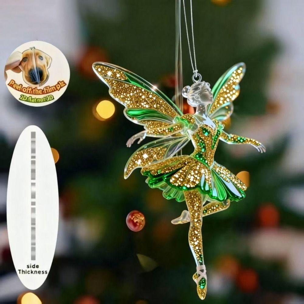 

2D Flat Christmas Hanging Pendant Ballerina Shining Rabbit Angel Hanging Decor Acrylic Simulation Car Rearview Mirror Pendant