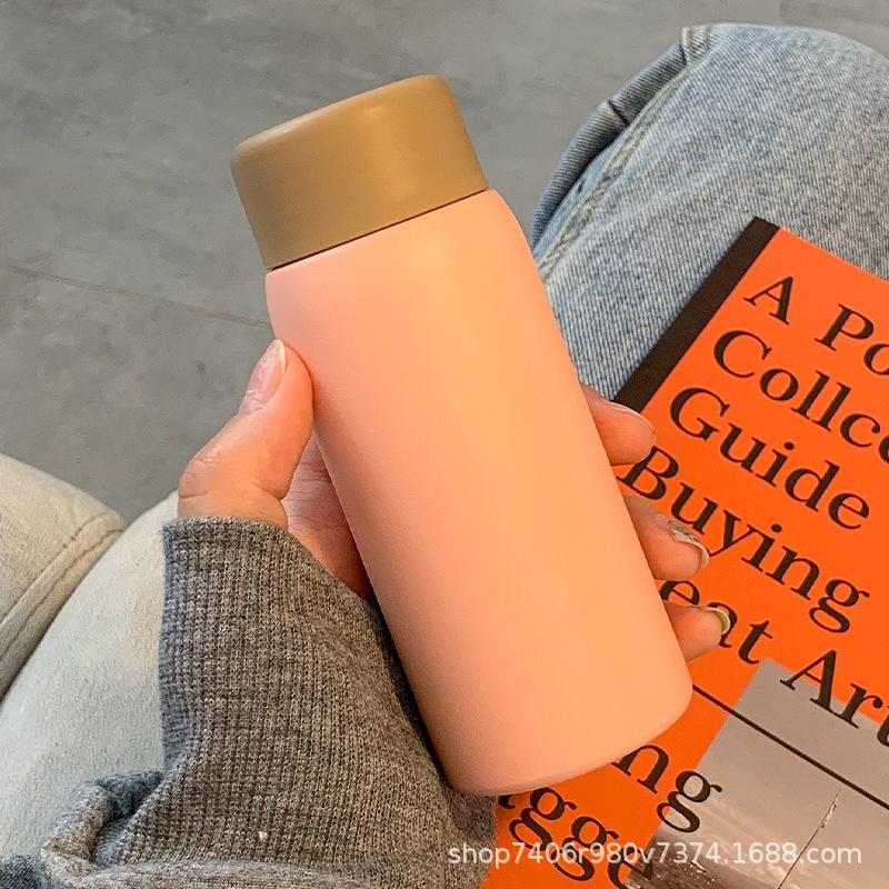 Frosted Mini Thermos Cup For Women, Small And Portable With Tea Compartment, Simple Small-Capacity Water Cup, Portable Pocket Cup