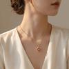 Shiny Zircon Pendant Necklace Crystal Petal Gold Necklace Gifts Rotatable Flowers Choker  Wedding