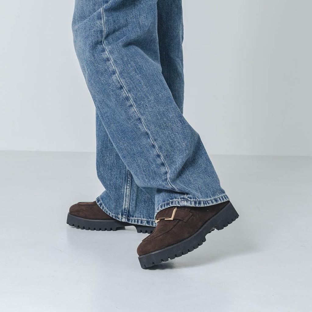 [Evol] Track Sole Buckle Loafers with Heels, Suitable for Rain or Shine (Excluding Some Colors)