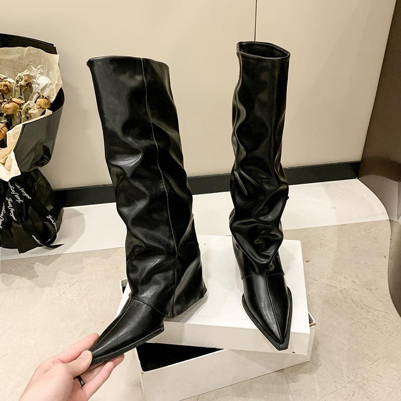 Designer New High-heeled Women Boots Pointed Toe Long Boots for Women Sexy Punk Gothic Boots Paris European and American Female