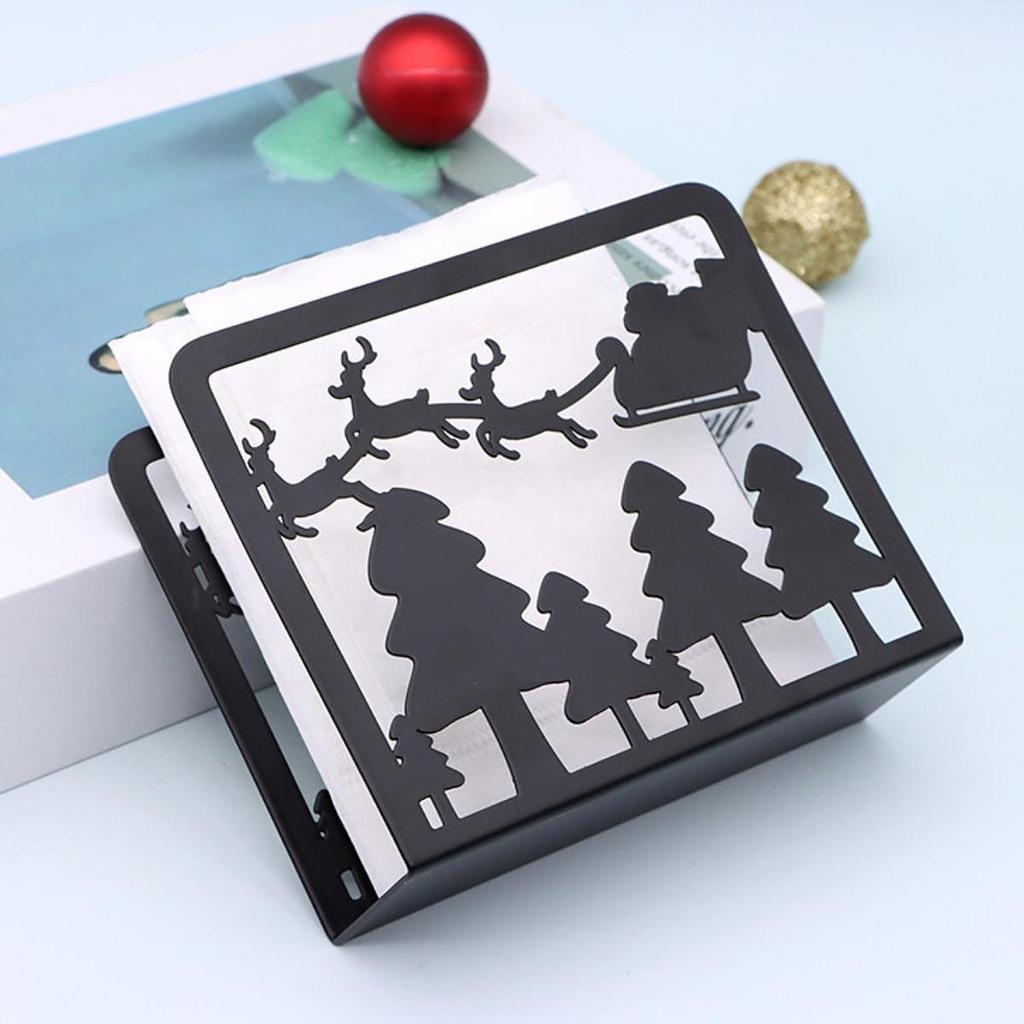 Stainless Steel Christmas Napkin Holder Stand Tissue Dispenser for Home Kitchen Tabletop Decoration Desktop Organizer