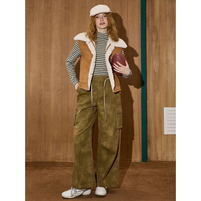 Coolhut Meilade Versatile Faux Lamb Wool Vest with Plush Lining, Fluffy Waistcoat, Winter Women's Vest