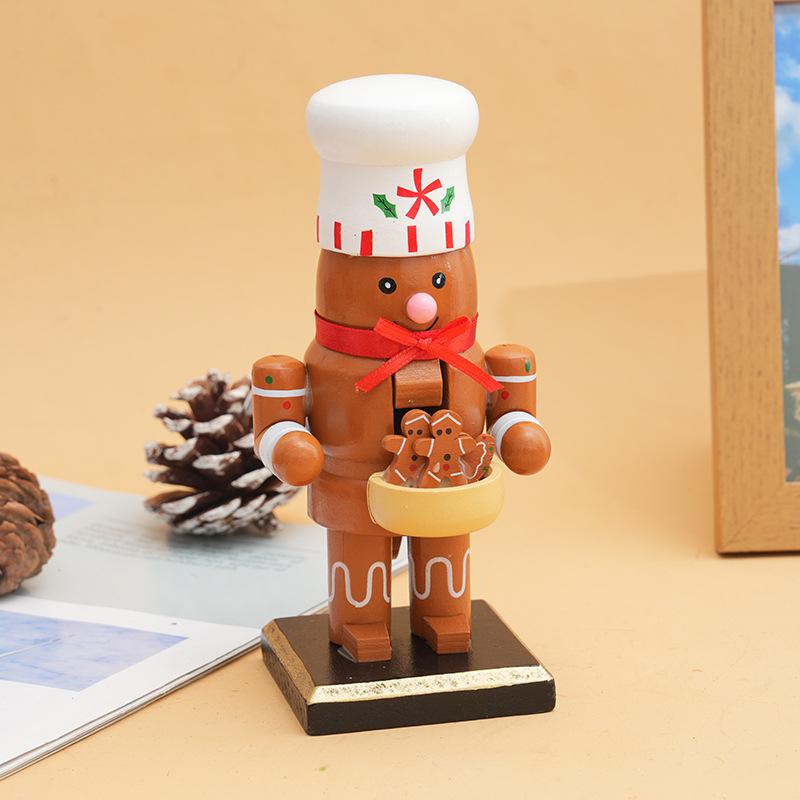 Christmas Wooden Nutcracker Soldier Figurine Vintage Xmas Window Display Home Desktop Ornament Holiday Decor Craft Xmas Gift