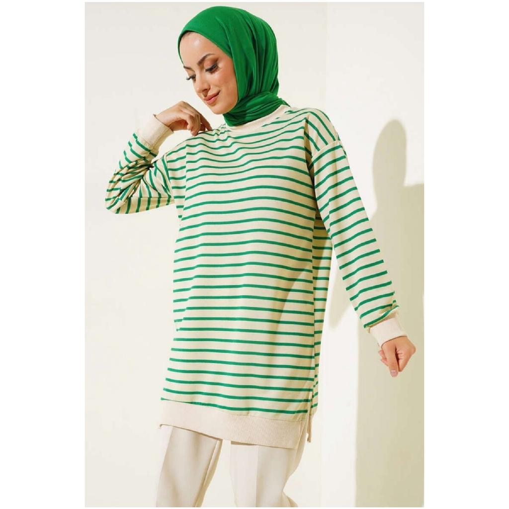 Hanorac cu dungi Hijab Tunica cu doua fire