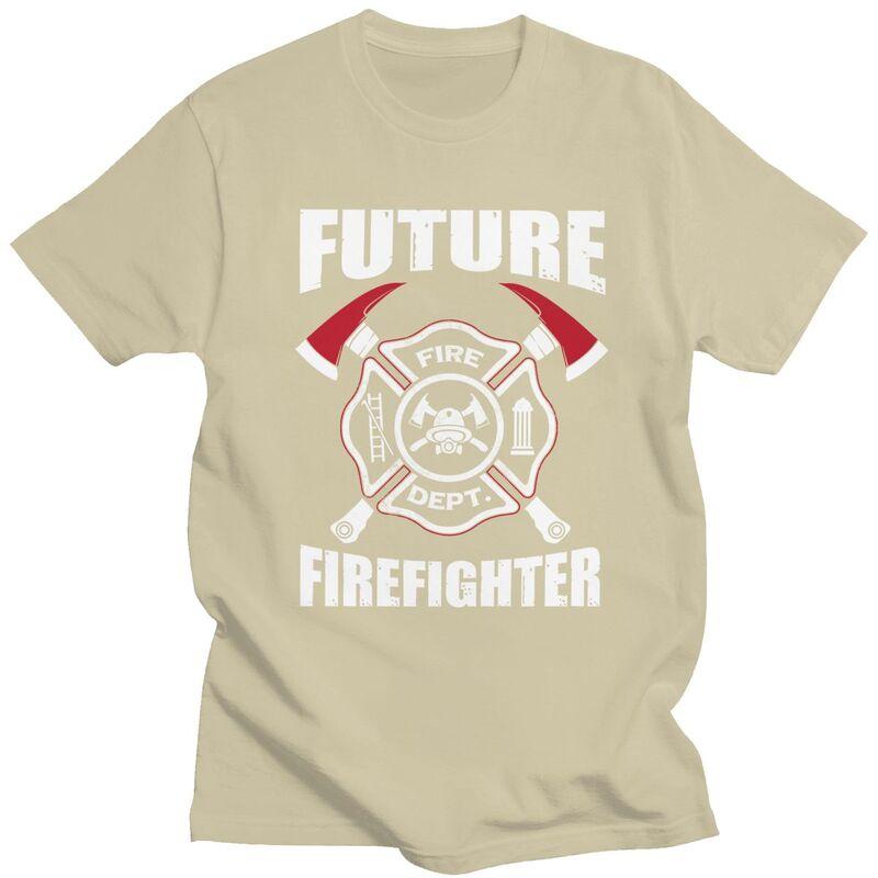 Custom Future Firefighter Tshirts for Men Short Sleeves Casual T Shirt Fire Rescue Fireman Tshirts Slim Fit Pure Cotton Tees