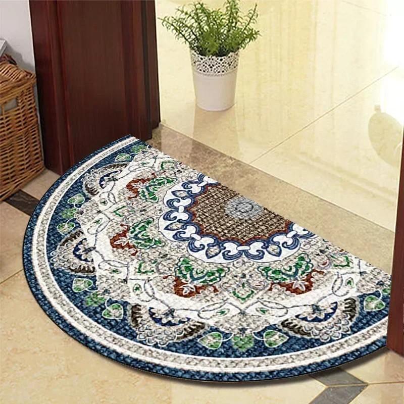 Retro Door Rug Semi-circular Floor Mat European Style Carpet for Living Room Indoor Door Entrance Mats Home Decor Alfombra