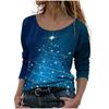 Women's Casual Fashion Christmas Print Long Sleeve O-Neck Pullover Top