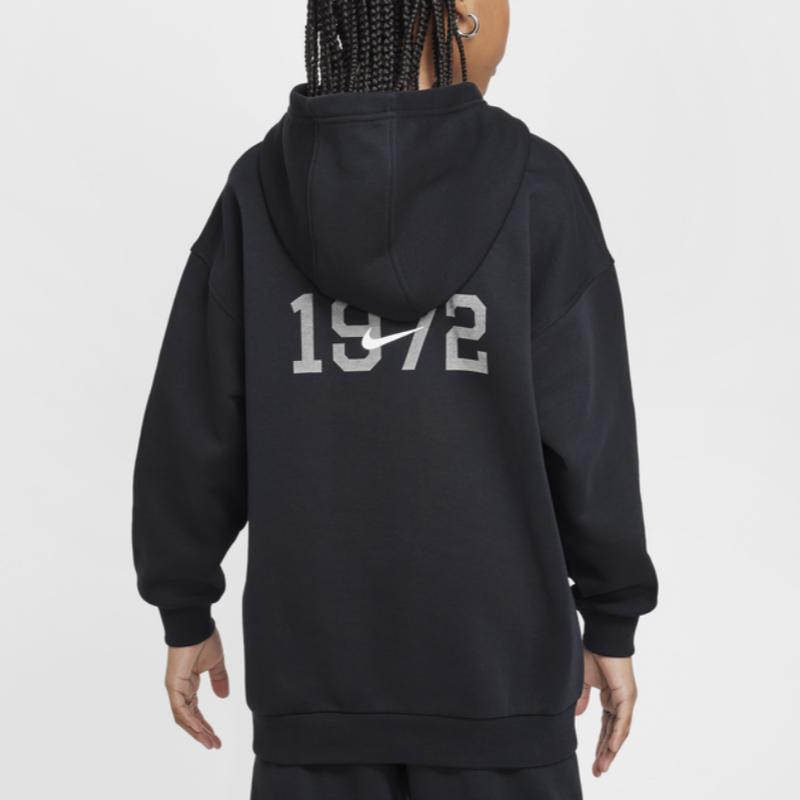 Nike Sportswear Club Fleece Soft Comfortable Loose Warm Hoodie Kids hoodies Black White HJ3371-010