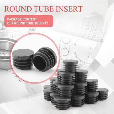 AD23-20 Pcs Black Plastic 25Mm Dia Blanking End Caps Round Tube Insert