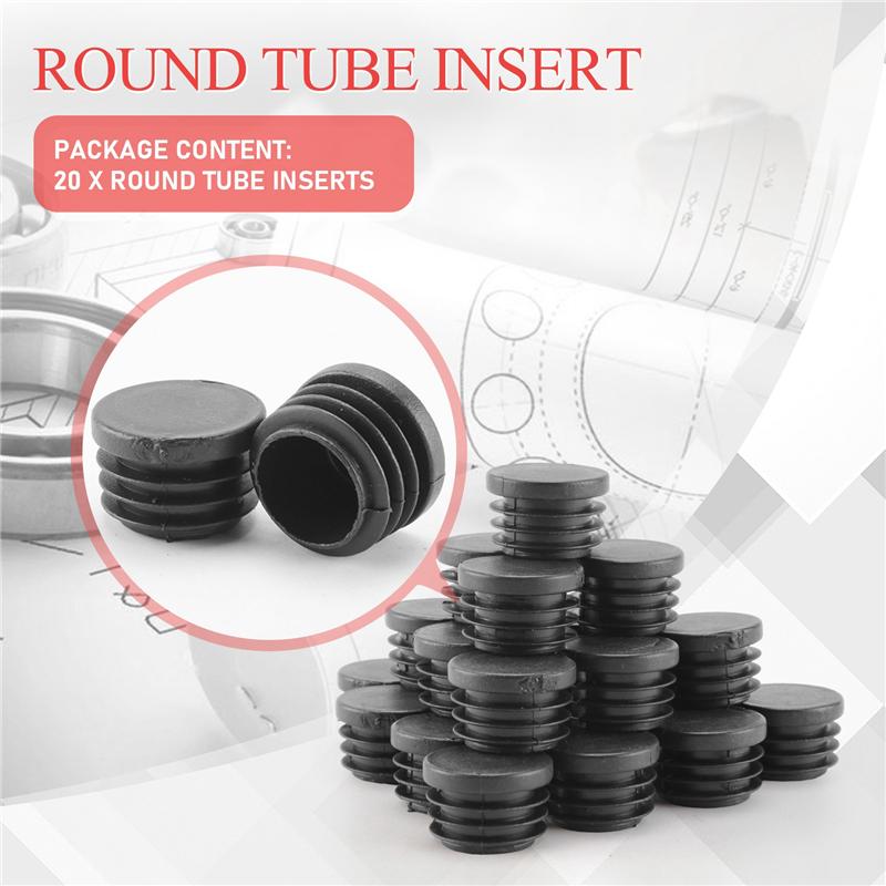 

AD23-20 Pcs Black Plastic 25Mm Dia Blanking End Caps Round Tube Insert чёрный