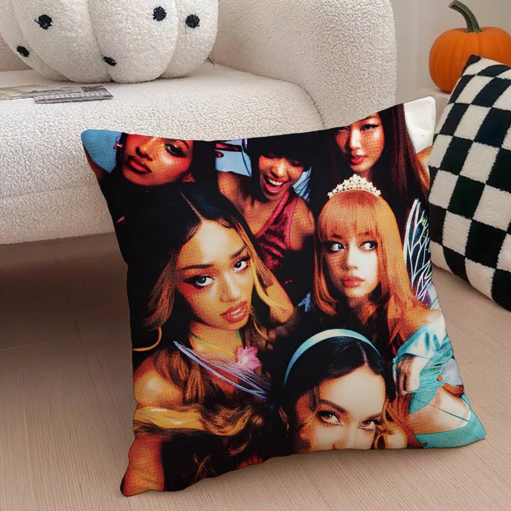 Kpop-Stil Y2K Hot Girl Stil K-Katseye Girlgroup Kissenbezug Weicher Seidiger Stoff Verdeckter Reißverschluss Kissenhülle Perfektes Fan-Geschenk