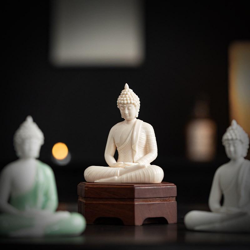 Figură statuie Buddha Sakyamuni, figură Buddha Tathagata, lampă ceramică, cerc pentru sufragerie, verandă cu tămâie, decor pentru casă