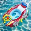 Summer Inflatable Toy Swimming Ring Racing Police Car Pattern Float Seat with Steering Wheel for Baby Pool Inflatable Water Toy
