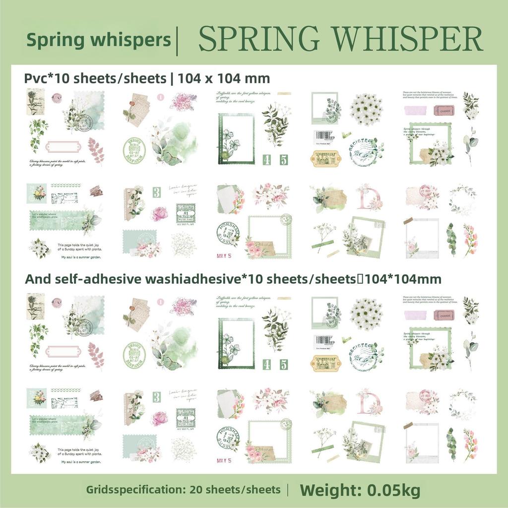 20 Sheets Per Pack Dual-material Die-cut Stickers Plant and Floral Main Images Plain Notebook DIY Scene Collage