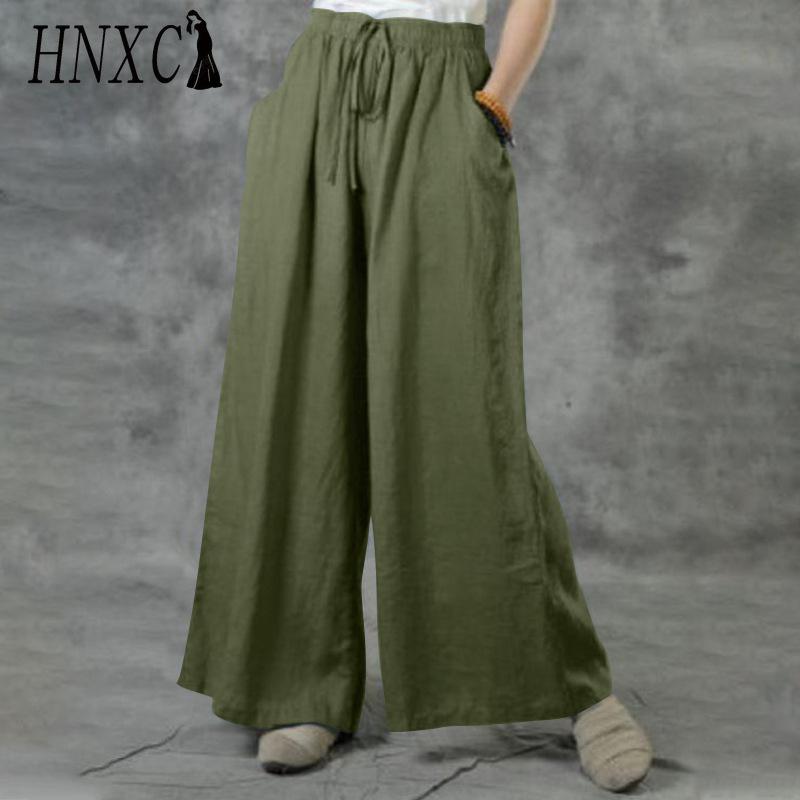 HNXC Women's Fashion Casual Solid Color Print High Waist Pants & Capris