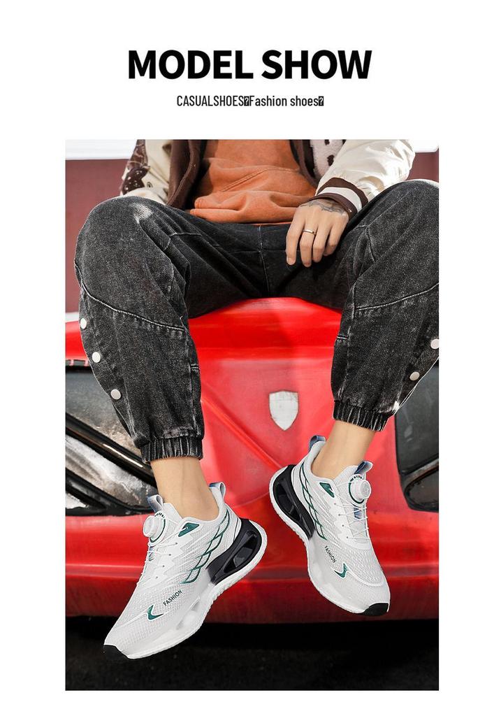 2024 Men's Rotating Buckle Mesh Running Shoes - Breathable, Casual, Trendy, All-Season Footwear