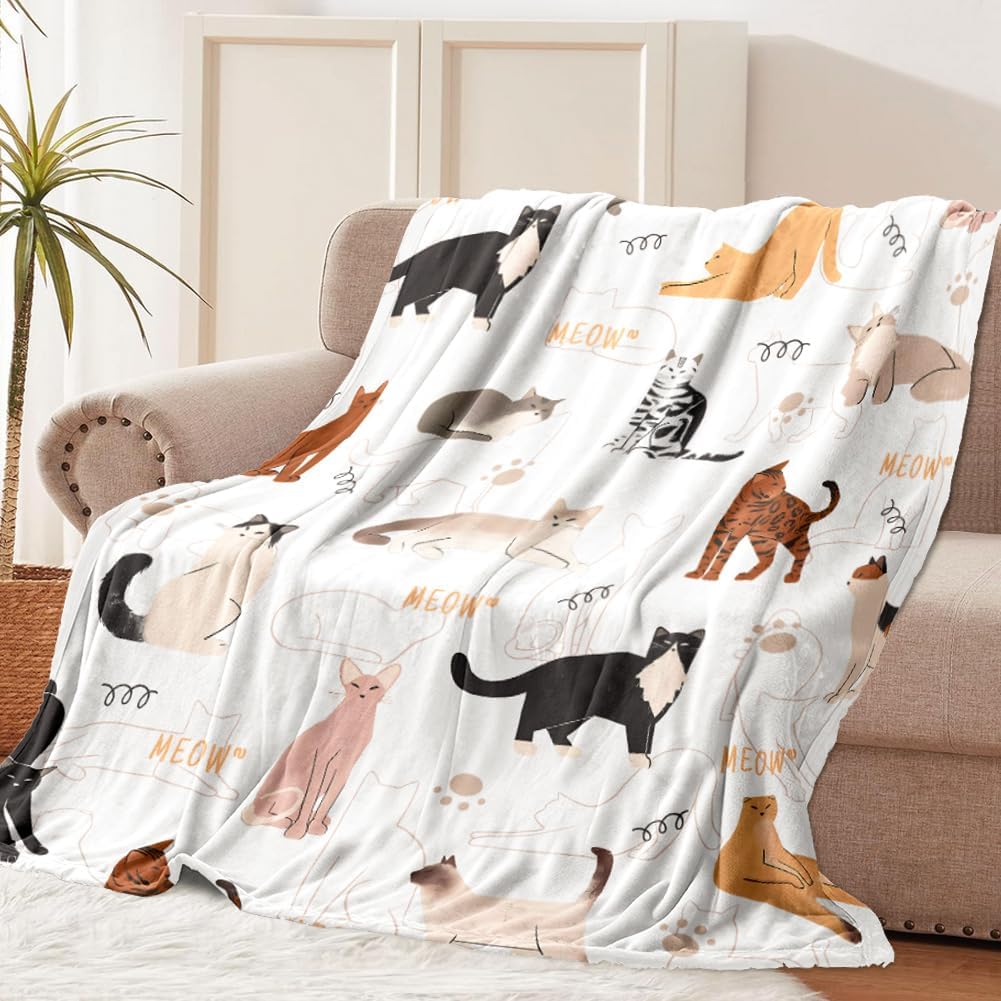 Dog Throw Blanket Dog Paw Bones Print Blanket Super Soft Flannel Fleece Blanket Lightweight Fluffy Plush Bed Blankets