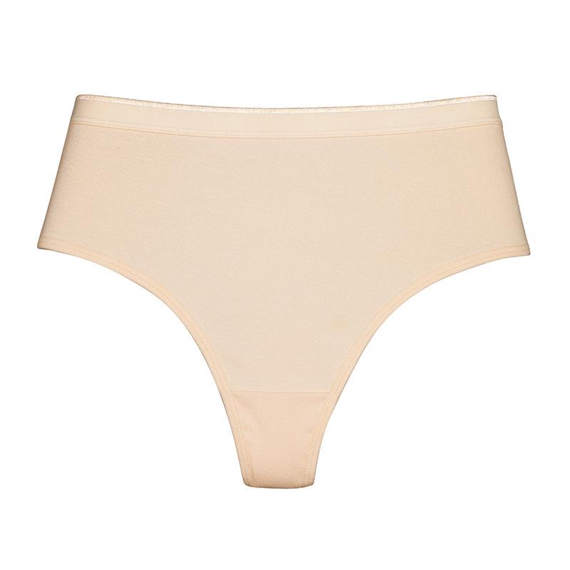 High-Waisted Tummy-Control Plus-Size Cotton Thong - Women's Sexy Summer Sport Underwear