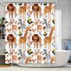 Animal Print Shower Curtain Cartoon Giraffe Lion Decorative Bath Rug With Hooks Set For Kids Bathroom Accessories Home Decoratio
