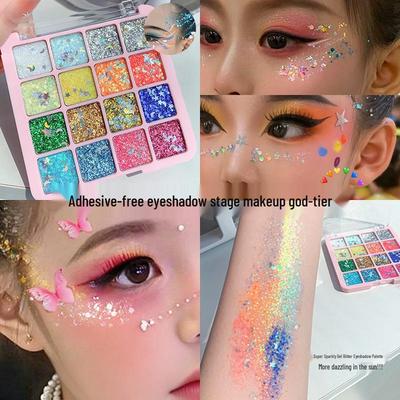 16-Kleuren Zeemeermin Glitter Oogschaduw Palet - Parelmoer Glans voor Student Podium Make-up