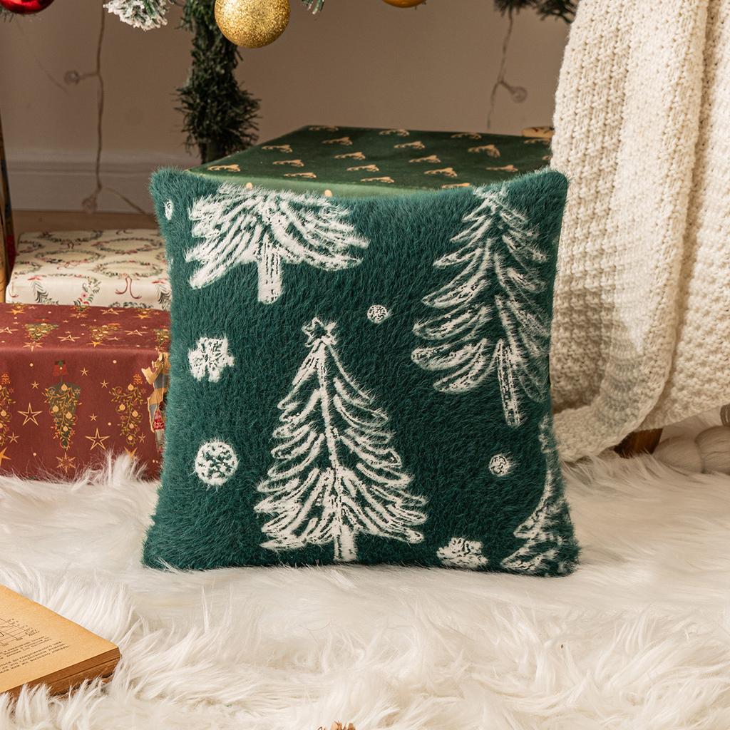 Delicate Christmas Pillowcase Soft Knitted Square Cover Xmas Tree Pattern Home Decor Case for Couch
