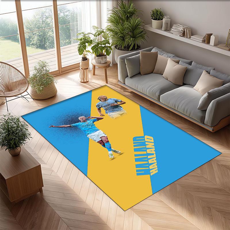Erling Haaland Printed Flannel Area Rug Non Slip Soft Polyester Floor Carpet Indoor Decor Mat for Bedroom Living Room Sofa