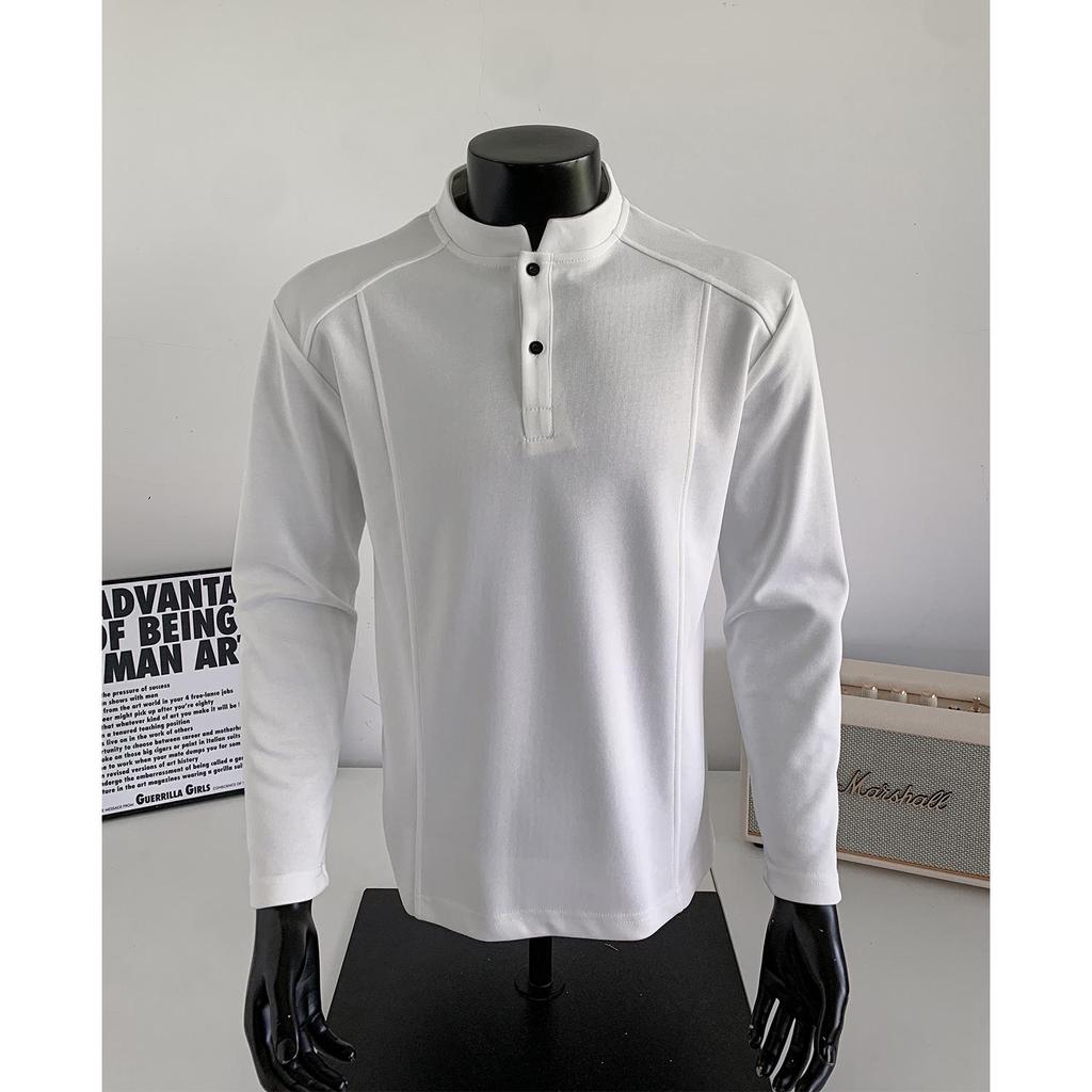 Men's Long Sleeve American Polo Henley Shirt - Spring/Autumn Trendy Cleanfit Base Layer Sweatshirt
