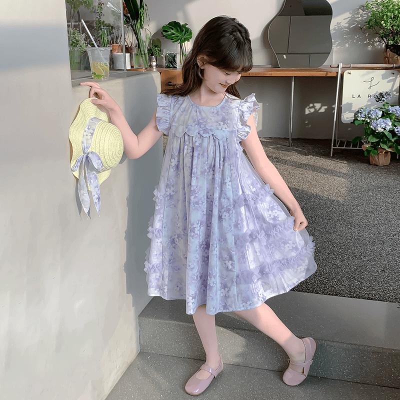 Girls' Summer Floral Princess Dress