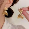 Premium Retro Metal Fishtail Earrings: S925 Silver, Cool and Simple Design for Unique Style