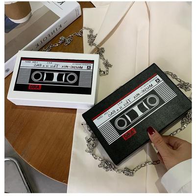 New Personalized Radio Women's Bag Trend Box Small Square Bag Tape Chain Single Shoulder Messenger Bag Women