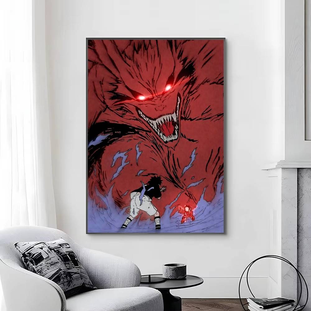 1pc Anime Characters U-Uzumaki N-Naruto posters Self-adhesive Paper Print Home Living Room Bedroom Entrance Bar Cafe Art