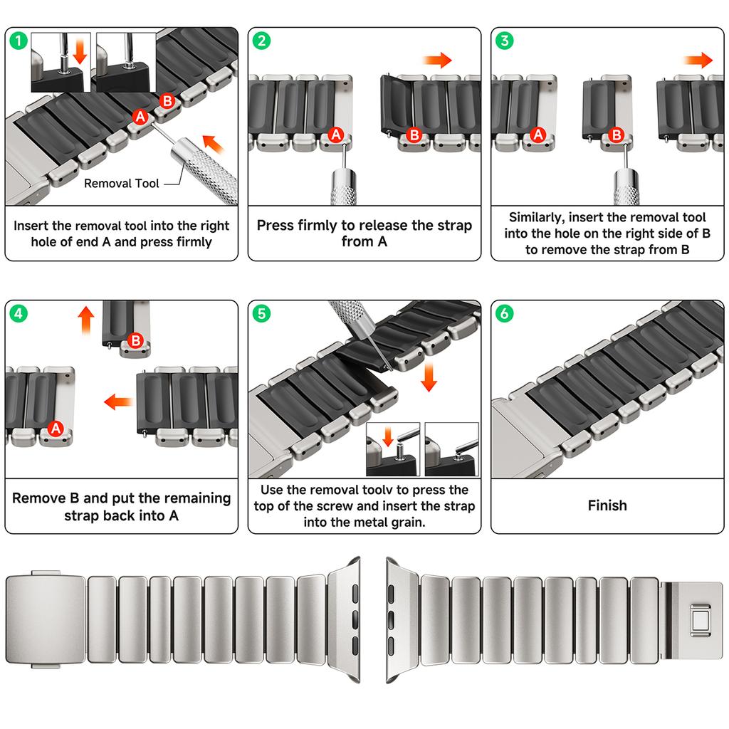 Titanium Rubber Strap for Apple Watch Ultra 3/2/1 49mm 10 11 46mm Luxury Band for Iwatch 9 8 7 45mm 6 SE 3 44mm 42mm Accessories