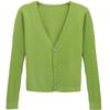 Women's Short Sweater Solid Color Knitted Cardigan Spring and Autumn V-neck Sweater Long Sleeved Jacket