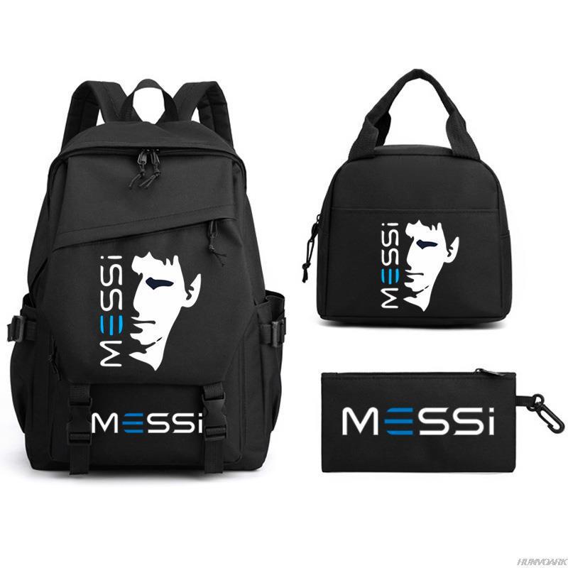 Football Star Peripheral Backpack, Primary And Secondary School Student Schoolbag Three-Piece Set, Lunch Bag, Pencil Bag Set, College Style