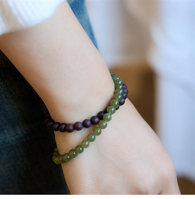 Myanmar Agarwood & Hetian Jade Bracelet: Unisex Prayer Wengwan Beads