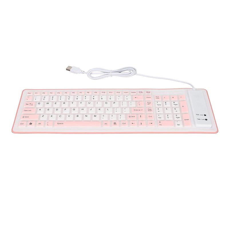 

Foldable Silicone Wired Silent Keyboard, 103 Keys Portable Soft Rubber Lightweight Waterproof USB Rollup Keyboard for Laptop PC Computer Travel Office
