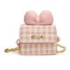Sweet Adorable Bow Childrens Handbag Stylish Plaid Design Soft Pu Material For Everyday Use