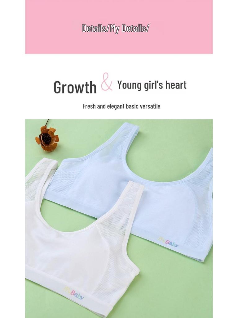 Junior Girls' Pure Cotton Sports Bra - Breathable & Supportive
