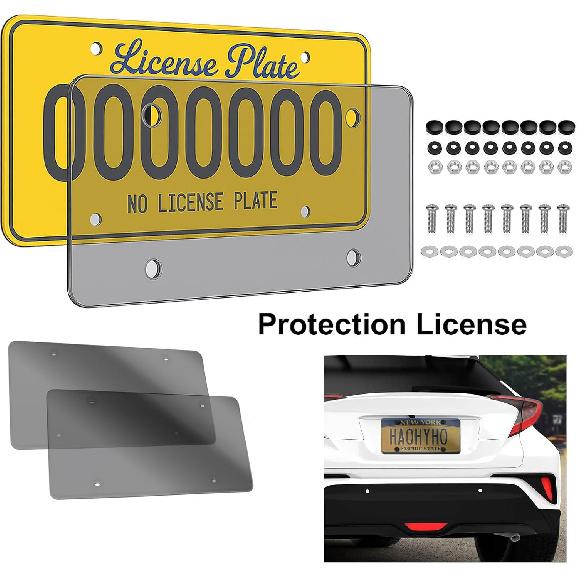 License Plate Cover License Plate Frames: 2 PCS License Plate Protector - Plastic Car Front/Rear License Plate Cover With Screw Cap For US Standard