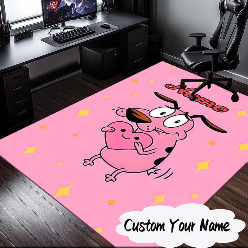 Custom Name Pink Dog Dreamscape Carpet, Chair Rug,Area Rug for Office Bedroom living rooms bedroom, Doormat decor Christmas fan gifts