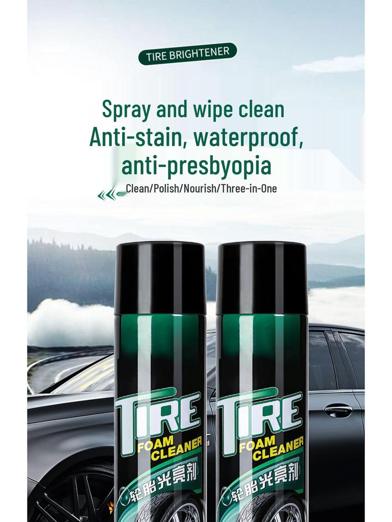 Car Tire Wax & Brightener: Foam Cleaner & Waterproof Maintenance for Anti-Aging