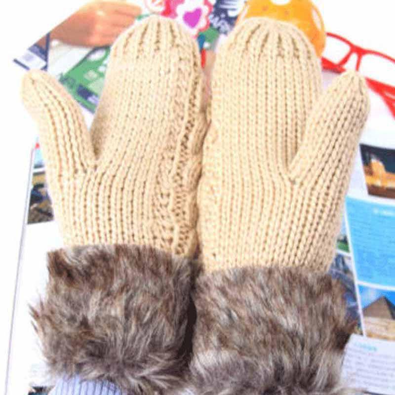 Guantes Cálidos de Dibujos Animados para Mujeres y Niñas Mitones de Invierno Tejidos Lindos Con Confort Acogedor