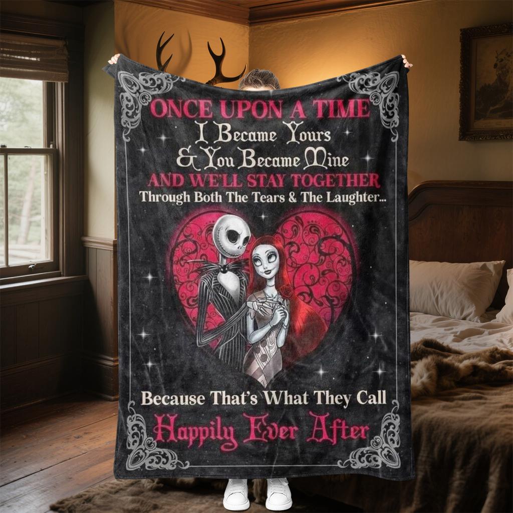 Gothic Skull Love Forever Always Plush Blanket Soft Comfortable All Seasons Perfect Sofa Office Naps Outdoor Travel Makes Great Gift