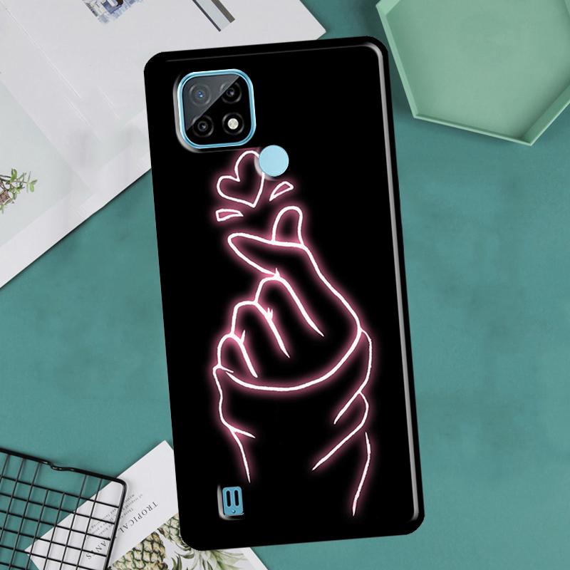 Kpop Finger Heart For OnePlus 10 Pro 9 Pro 8T 9R Nord2 Case For Realme 9 8 Pro 8i 9i C35 GT Neo 2 3 Master
