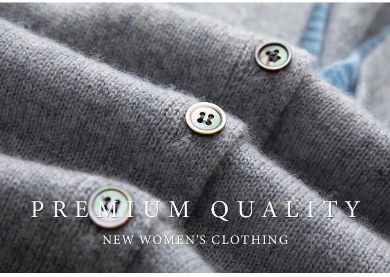 Original Quality Niche Color Block Fake Two-Piece Cashmere Cardigan - Early Autumn Slimming V-Neck Long Sleeve Top