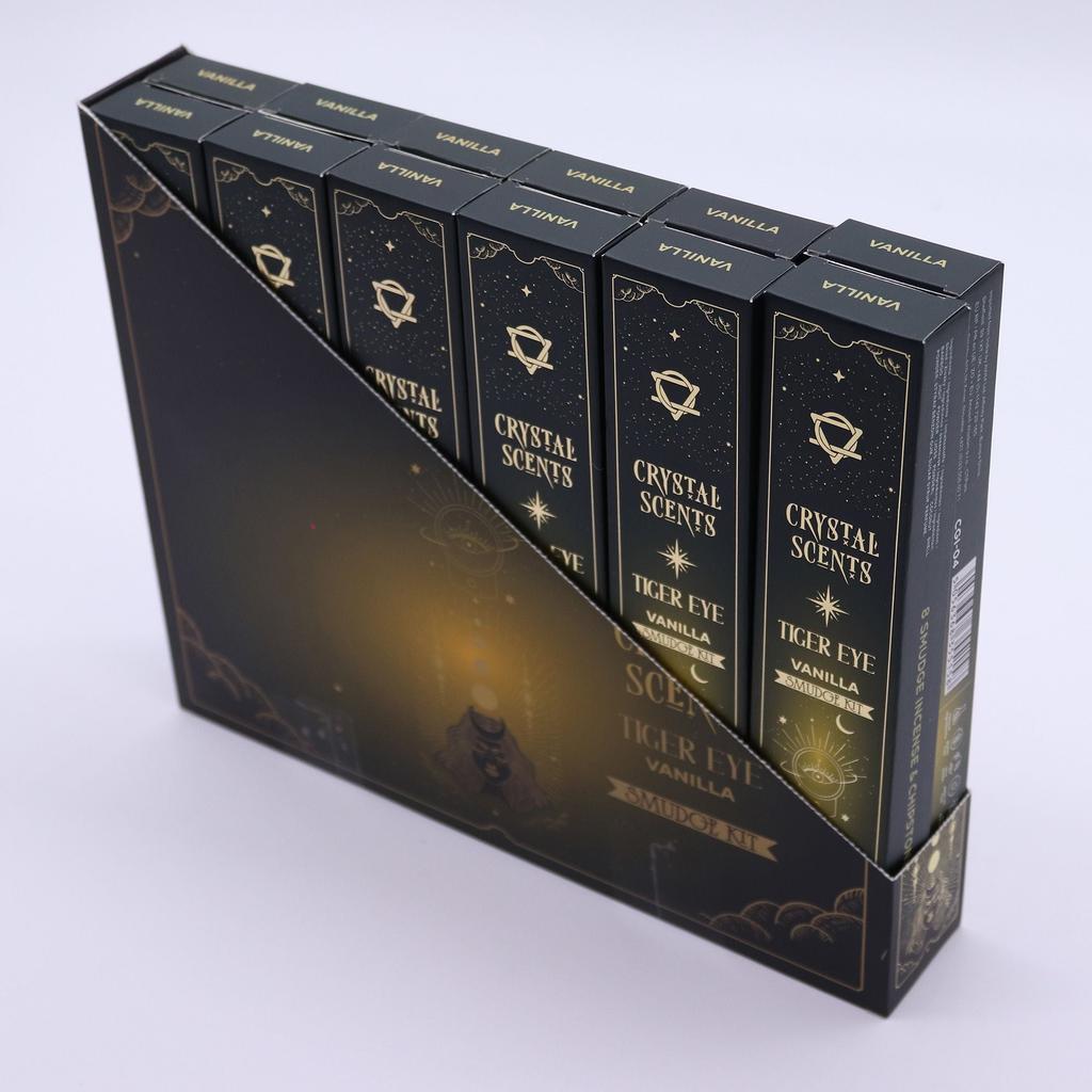6x Tiger Eye Crystal Scents Smudge Incense – Vanilla